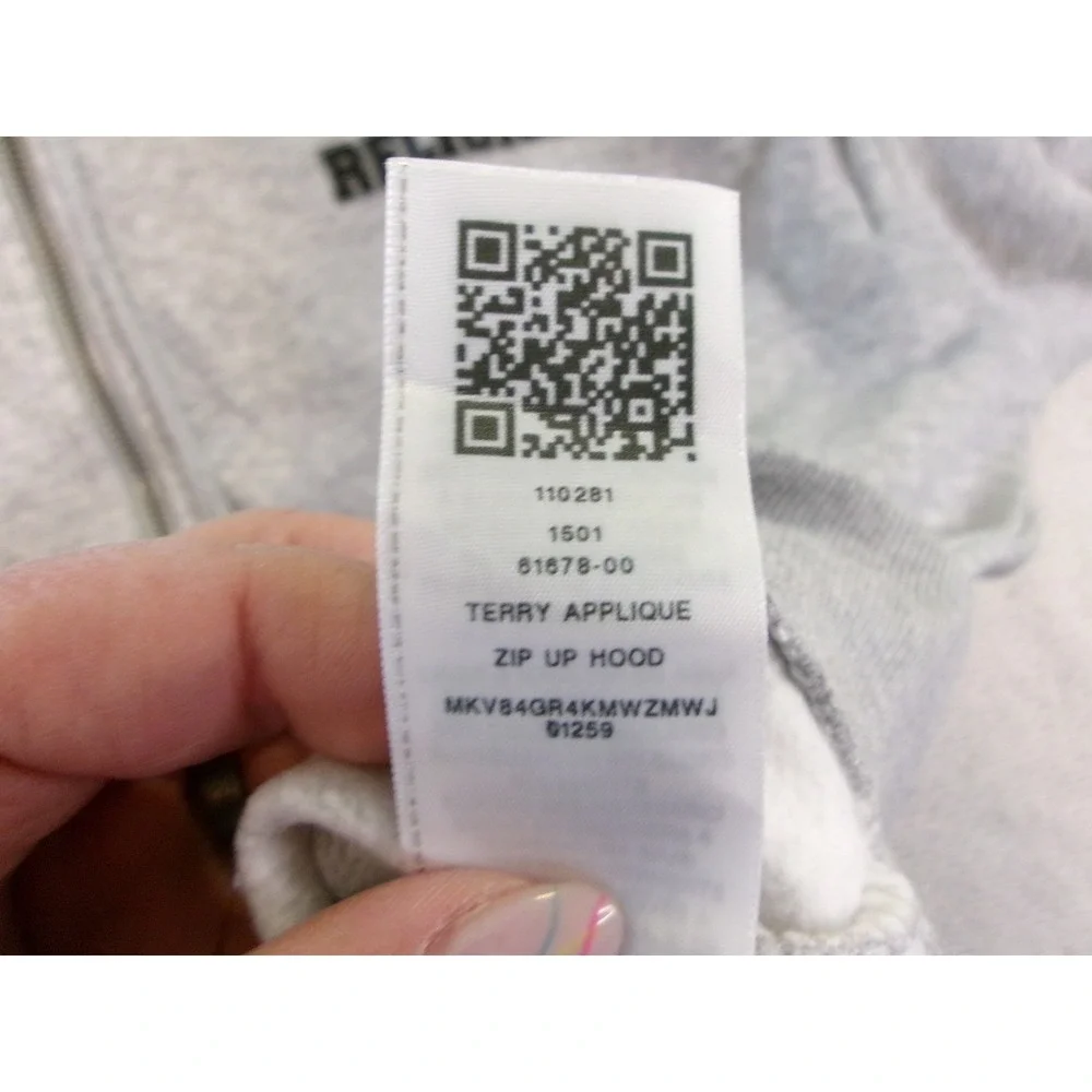 True Religion Mens‎ Large Zip Up Hoodie Gray Terry Applique Horseshoe Logo